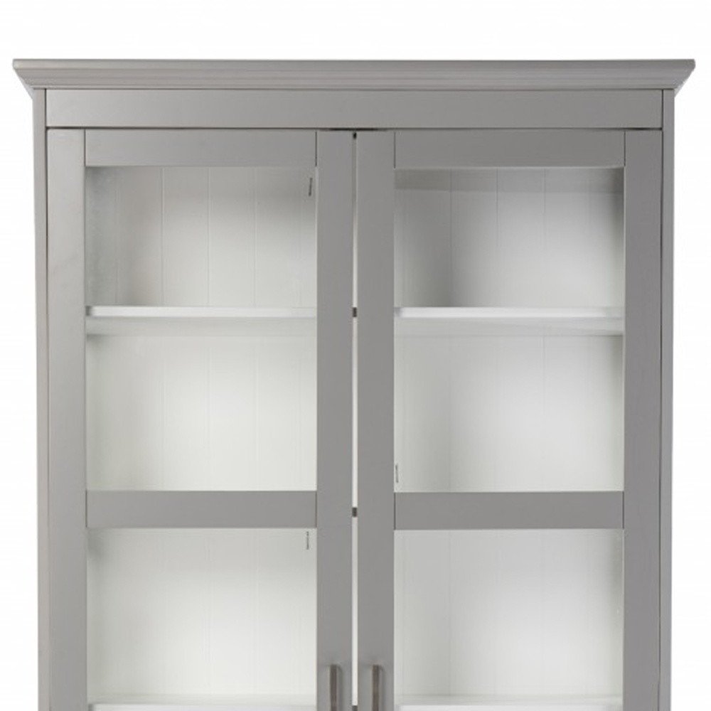 Gray Cornice Molding Double Door Curio Cabinet HomeRoots