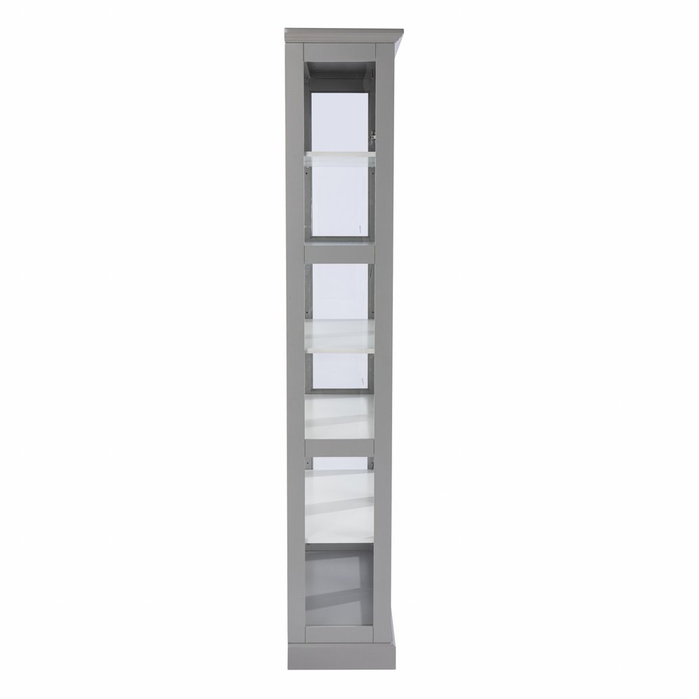 Gray Cornice Molding Double Door Curio Cabinet HomeRoots