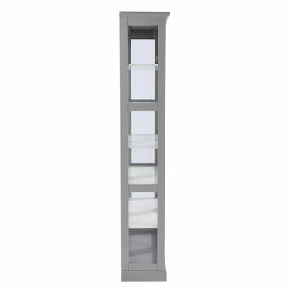 Gray Cornice Molding Double Door Curio Cabinet HomeRoots