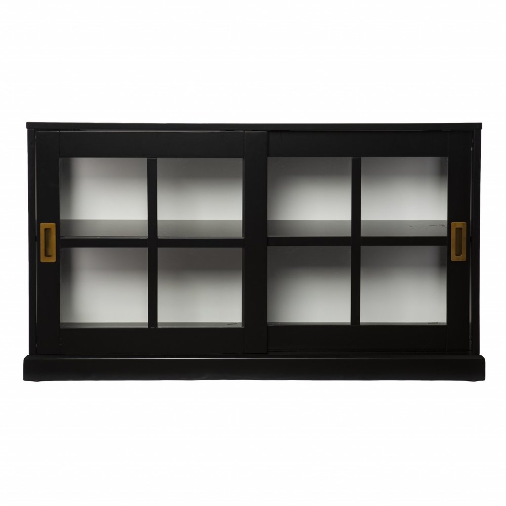 48" Black Sideboard with Two Glass Sliding Doors — view 2