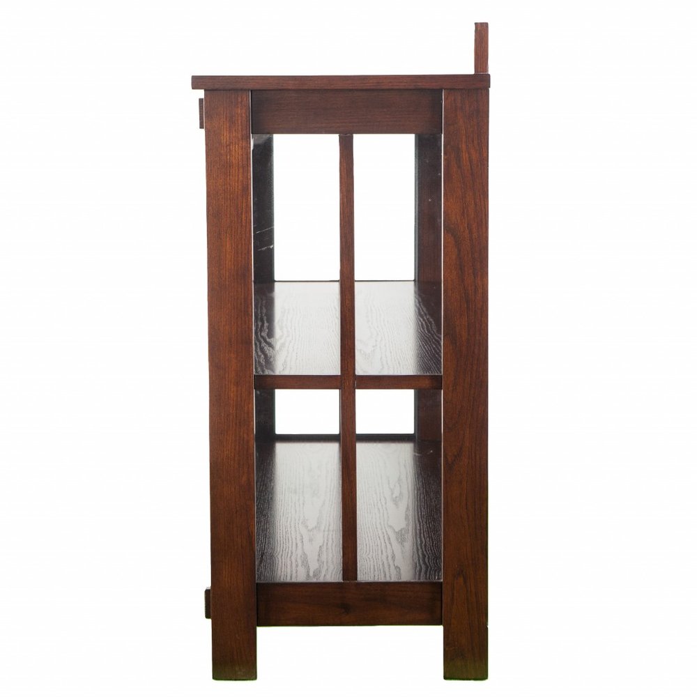 44" Brown Wood With Glass Sideboard with Two Doors HomeRoots