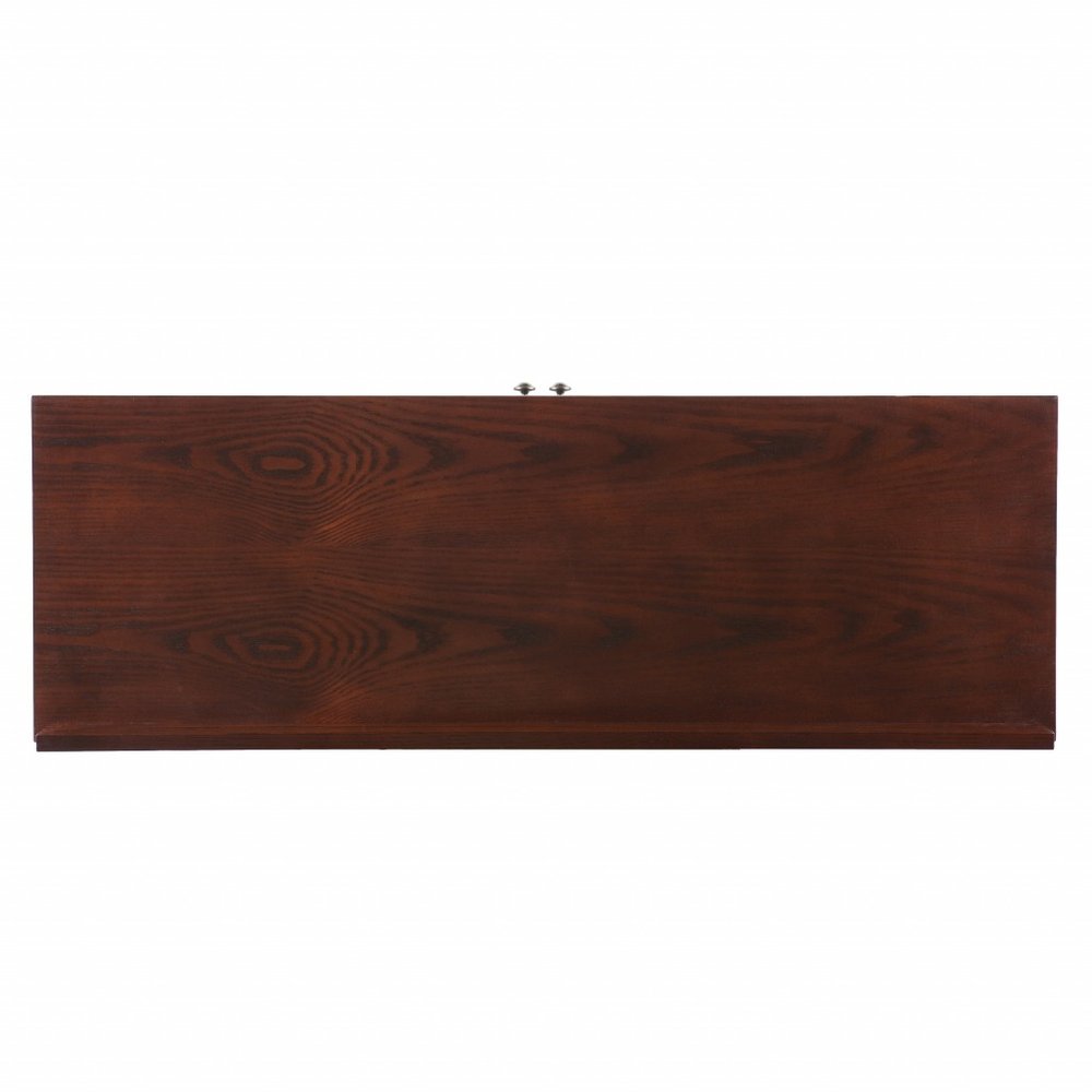 44" Brown Wood With Glass Sideboard with Two Doors HomeRoots