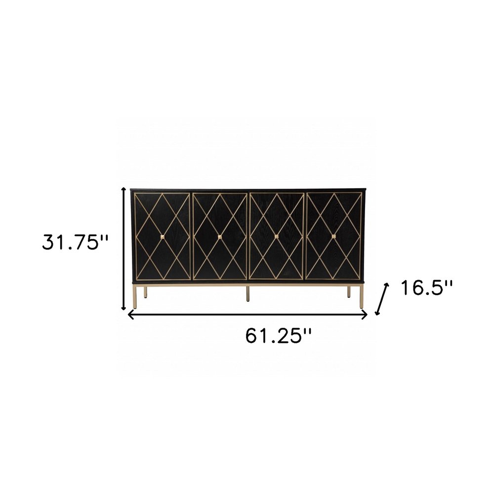 Black and Gold Harlequin Sideboard Storage Cabinet HomeRoots