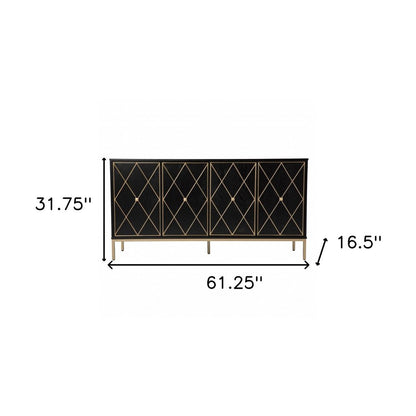 Black and Gold Harlequin Sideboard Storage Cabinet HomeRoots