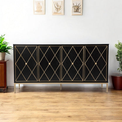 Black and Gold Harlequin Sideboard Storage Cabinet HomeRoots