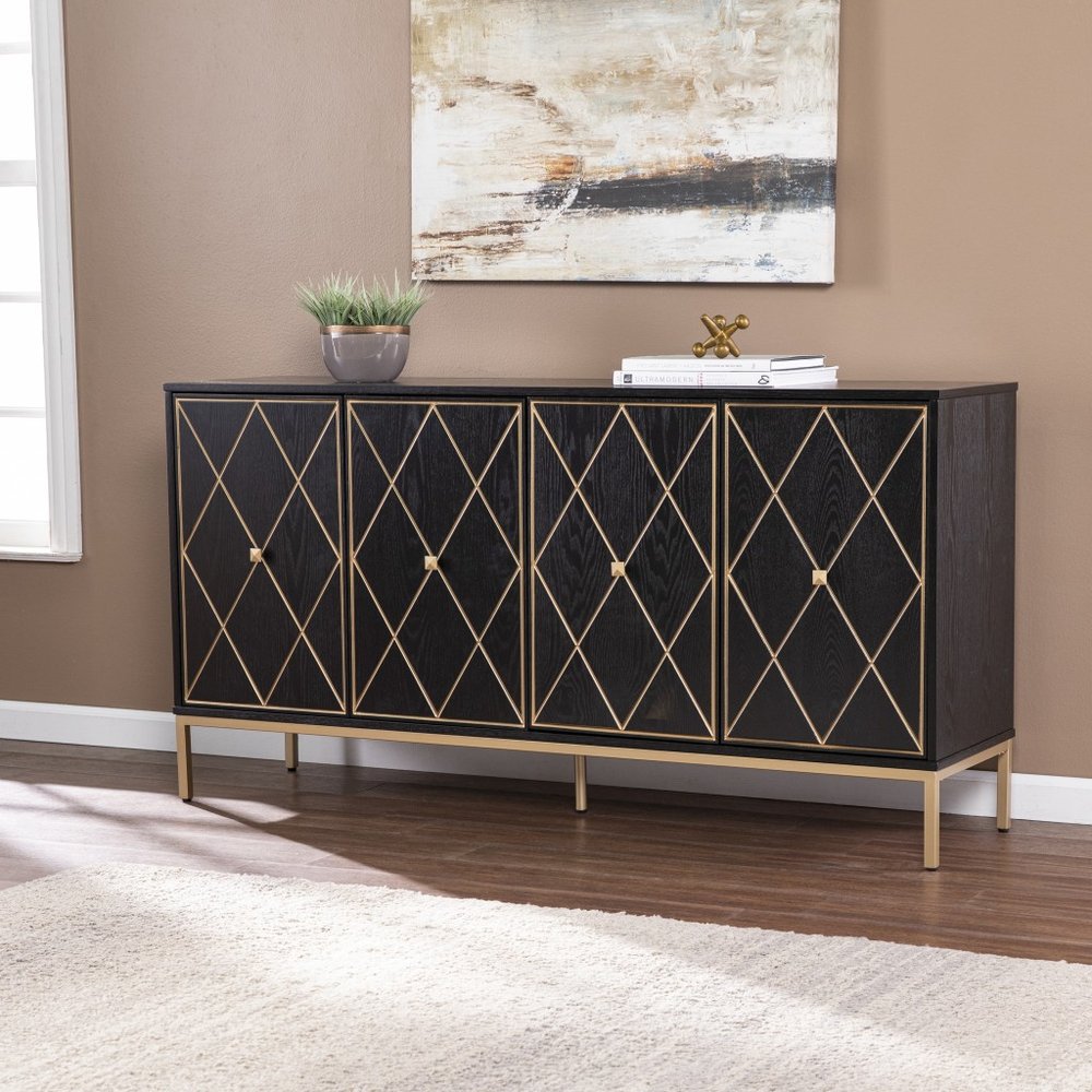 Black and Gold Harlequin Sideboard Storage Cabinet HomeRoots
