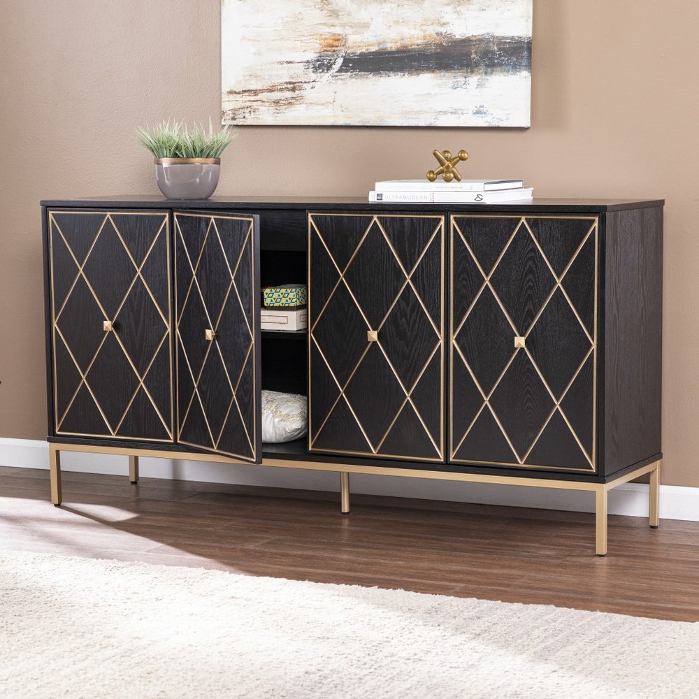Black and Gold Harlequin Sideboard Storage Cabinet HomeRoots