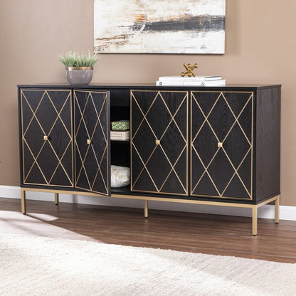 Black and Gold Harlequin Sideboard Storage Cabinet HomeRoots