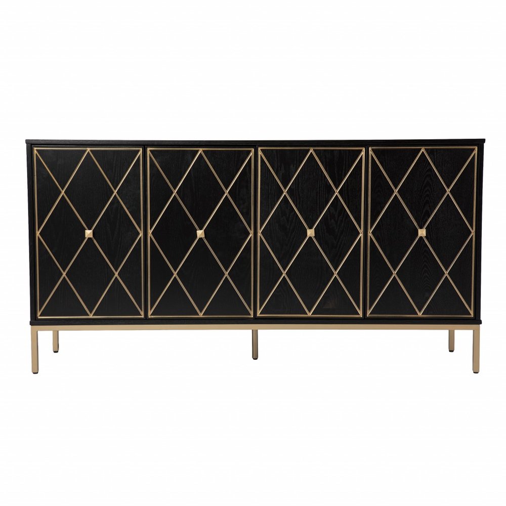 Black and Gold Harlequin Sideboard Storage Cabinet HomeRoots