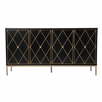 Black and Gold Harlequin Sideboard Storage Cabinet HomeRoots