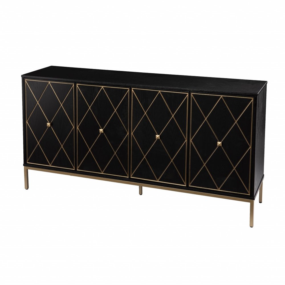 Black and Gold Harlequin Sideboard Storage Cabinet HomeRoots