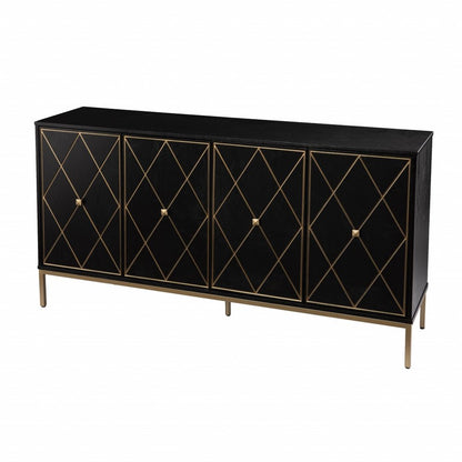Black and Gold Harlequin Sideboard Storage Cabinet HomeRoots