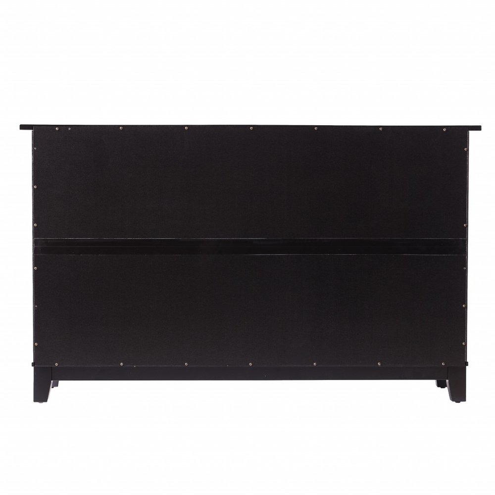 50" Black Solid Wood Two Drawer Sideboard HomeRoots