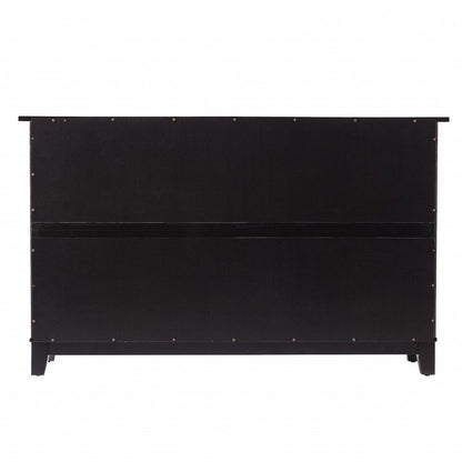 50" Black Solid Wood Two Drawer Sideboard HomeRoots