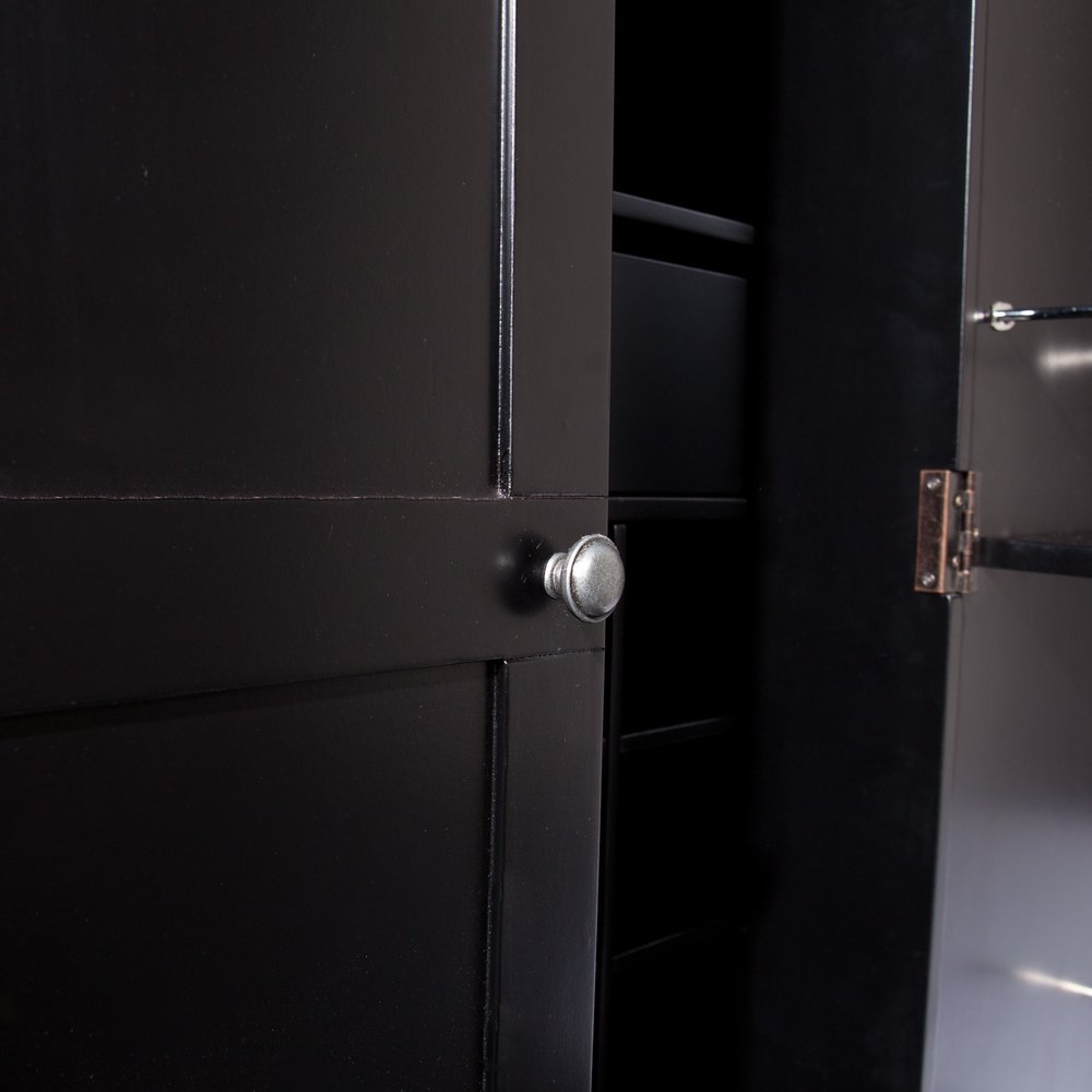 Metro Black Wood and Marble Bar Cabinet HomeRoots