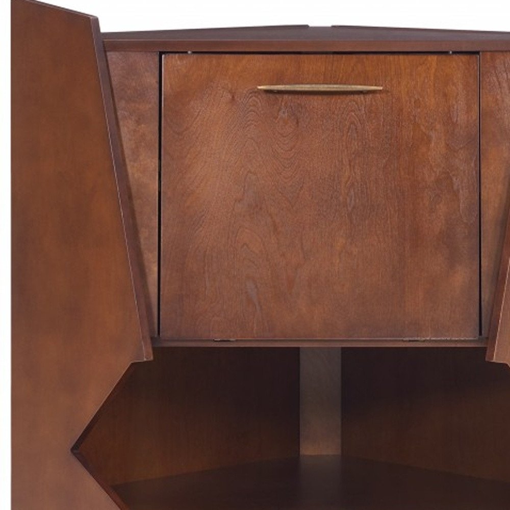 Cosmo Brown and Black Corner Bar Cabinet HomeRoots