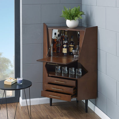 Cosmo Brown and Black Corner Bar Cabinet HomeRoots