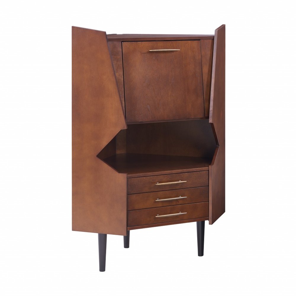 Cosmo Brown and Black Corner Bar Cabinet HomeRoots