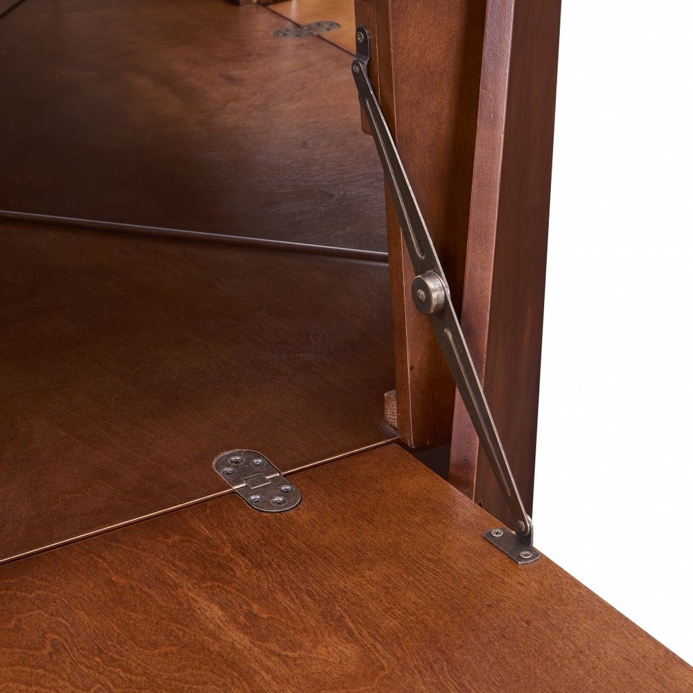 Cosmo Brown and Black Corner Bar Cabinet HomeRoots