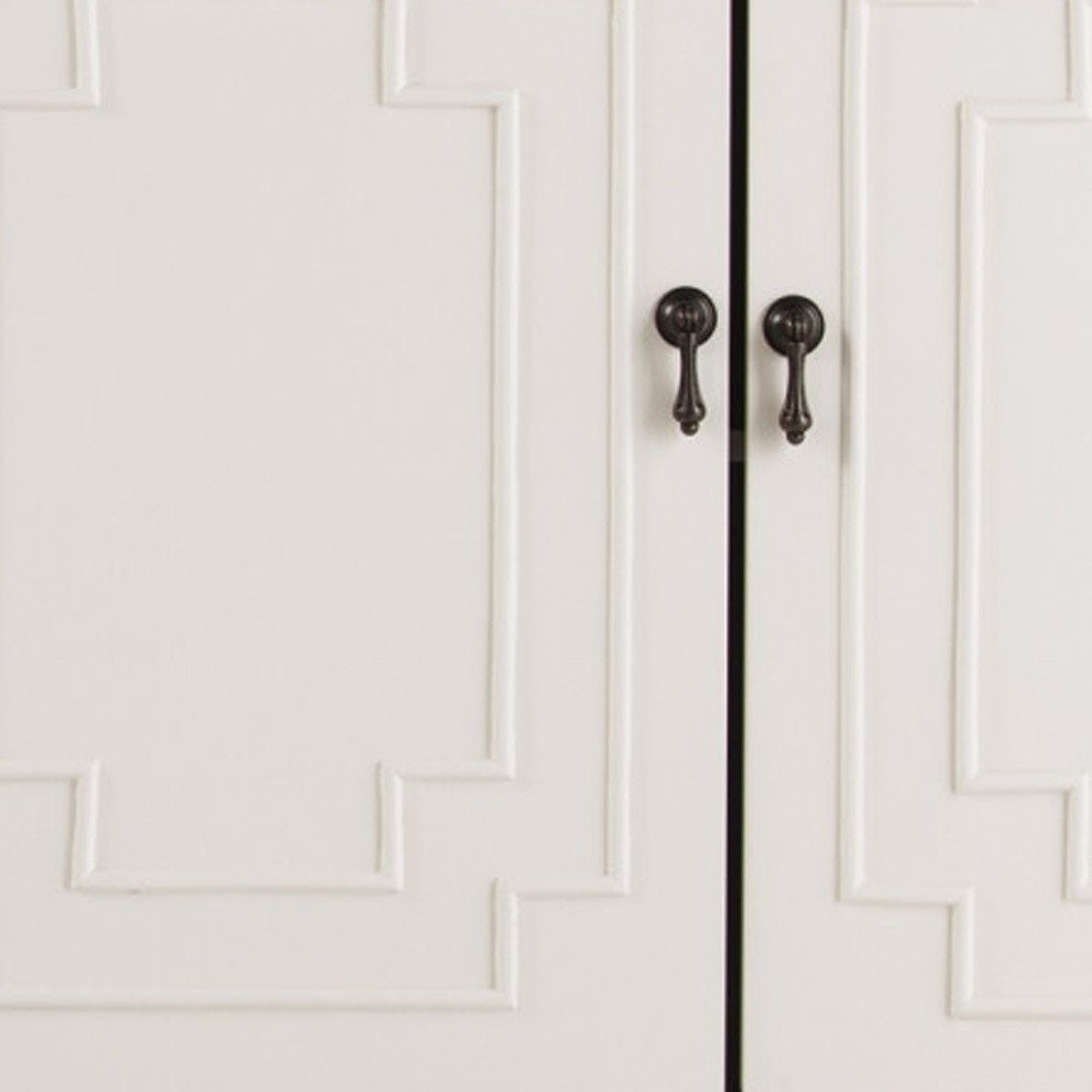 64" White Solid Wood Sideboard with Four Doors HomeRoots