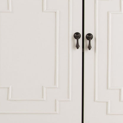 64" White Solid Wood Sideboard with Four Doors HomeRoots