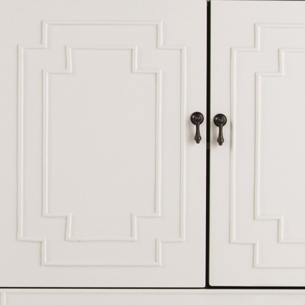 64" White Solid Wood Sideboard with Four Doors HomeRoots