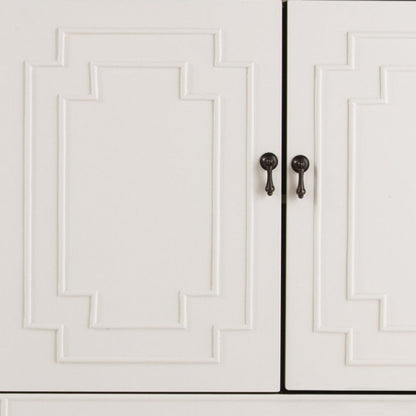 64" White Solid Wood Sideboard with Four Doors HomeRoots