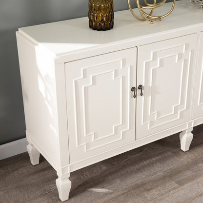 64" White Solid Wood Sideboard with Four Doors HomeRoots