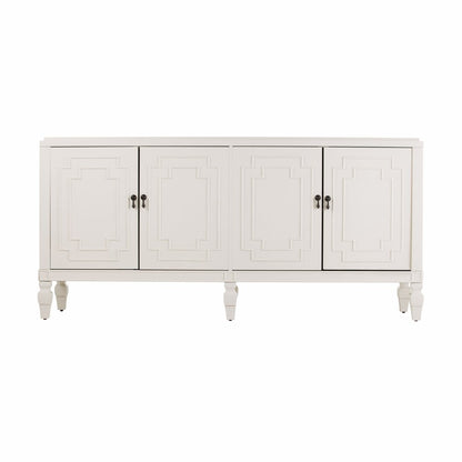 64" White Solid Wood Sideboard with Four Doors HomeRoots