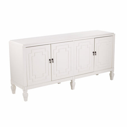 64" White Solid Wood Sideboard with Four Doors HomeRoots