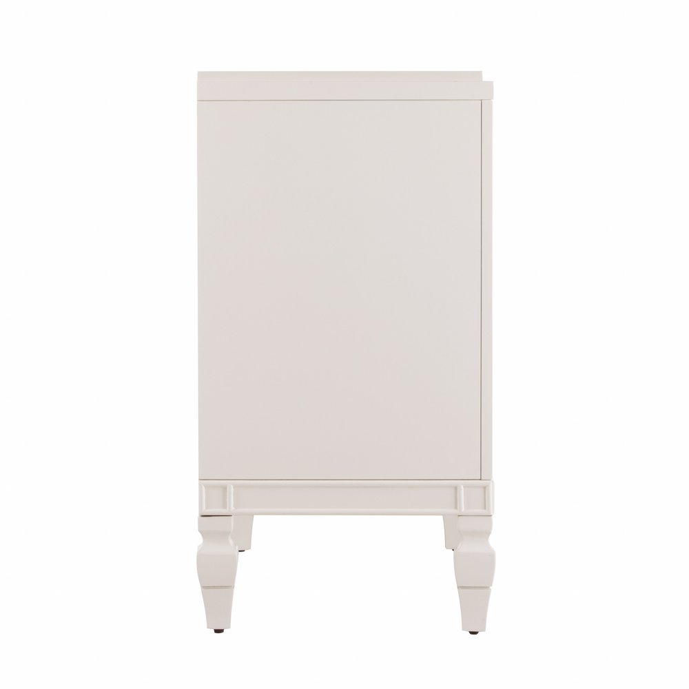 64" White Solid Wood Sideboard with Four Doors HomeRoots