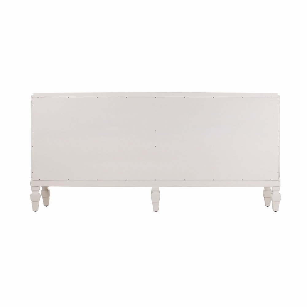 64" White Solid Wood Sideboard with Four Doors HomeRoots
