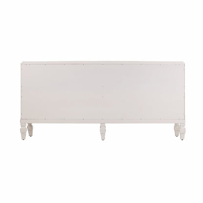 64" White Solid Wood Sideboard with Four Doors HomeRoots