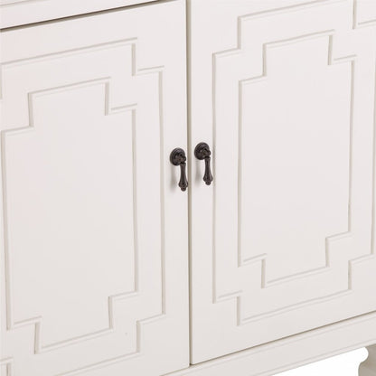 64" White Solid Wood Sideboard with Four Doors HomeRoots