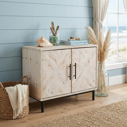 Modern Farmhouse Rustic Natural Accent Storage Cabinet HomeRoots