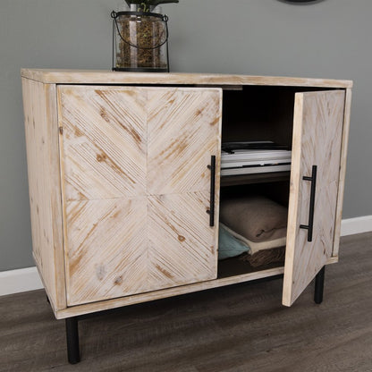 Modern Farmhouse Rustic Natural Accent Storage Cabinet HomeRoots