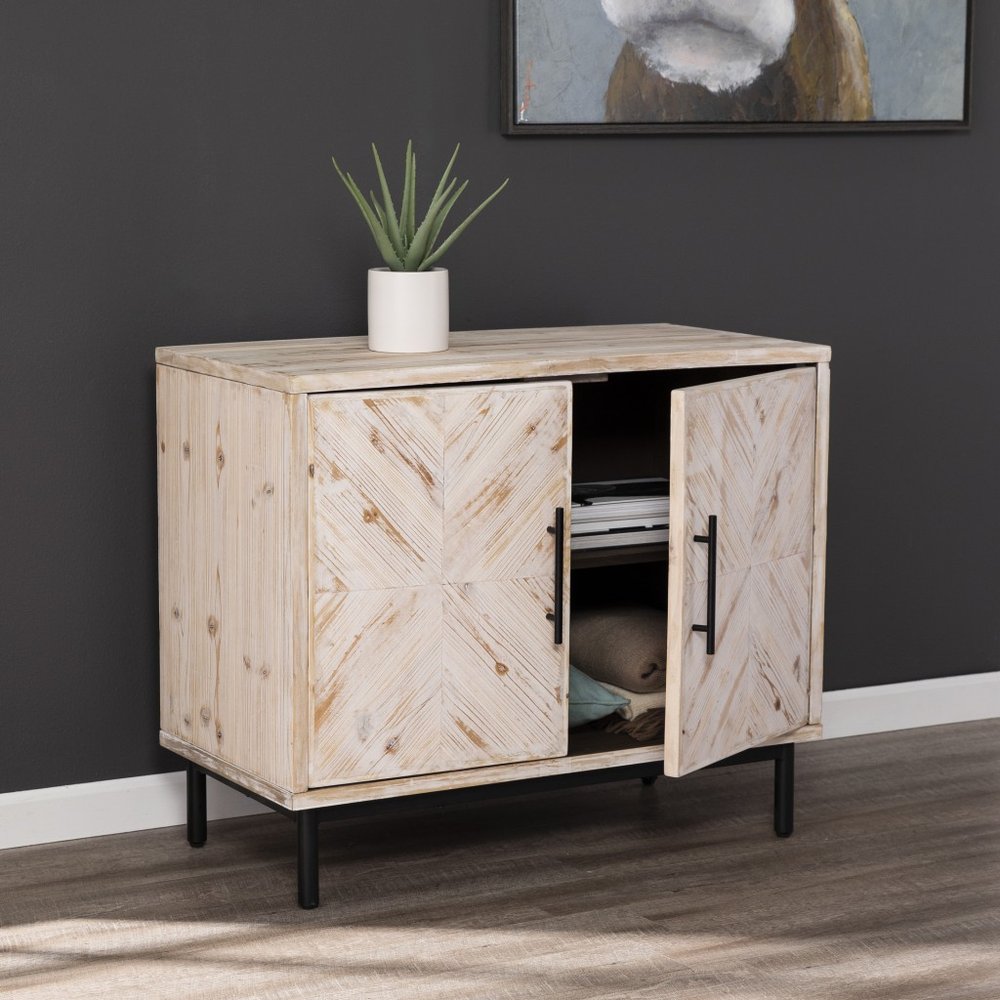 Modern Farmhouse Rustic Natural Accent Storage Cabinet HomeRoots