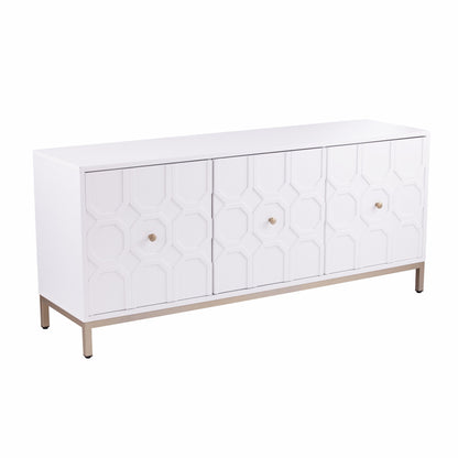 White and Gold Moroccan Dynasty Three Door Accent Cabinet