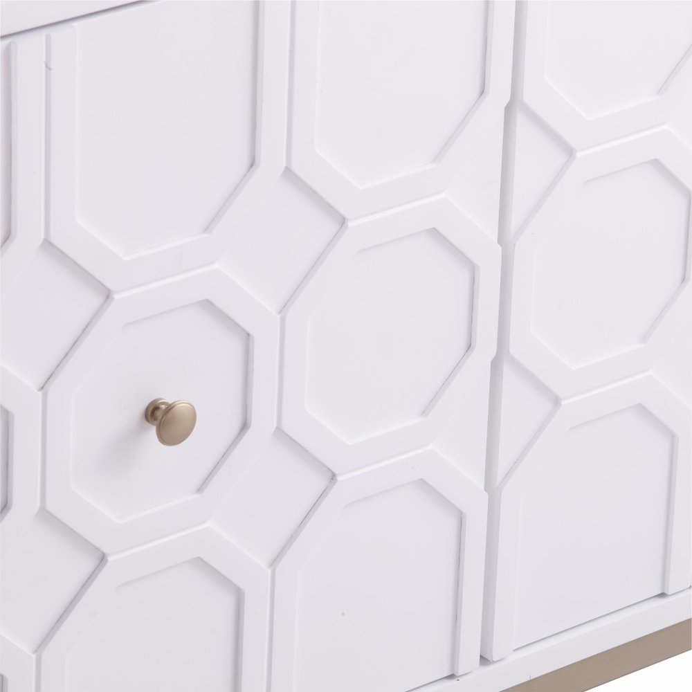 59" White and Gold Sideboard with Three Doors HomeRoots