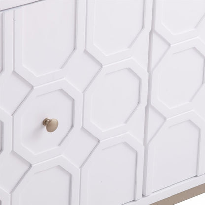 59" White and Gold Sideboard with Three Doors HomeRoots
