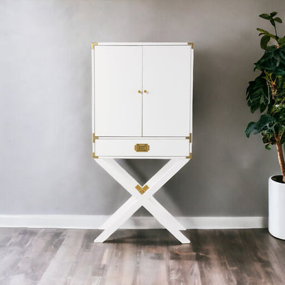 30" White Corner Display Stand With One Shelf And One Drawer HomeRoots