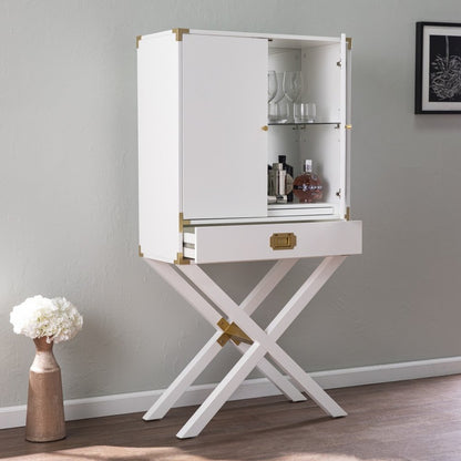 30" White Corner Display Stand With One Shelf And One Drawer HomeRoots