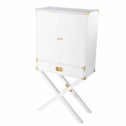 30" White Corner Display Stand With One Shelf And One Drawer HomeRoots