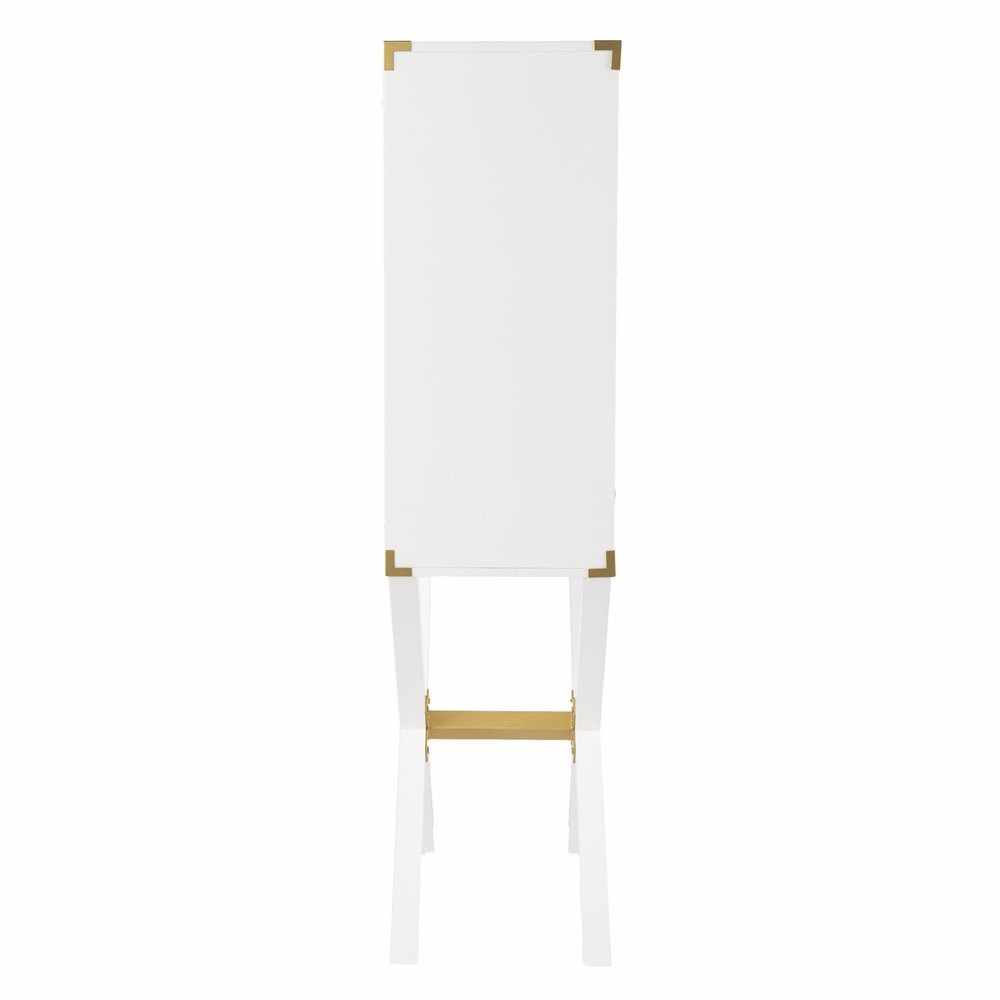 30" White Corner Display Stand With One Shelf And One Drawer HomeRoots