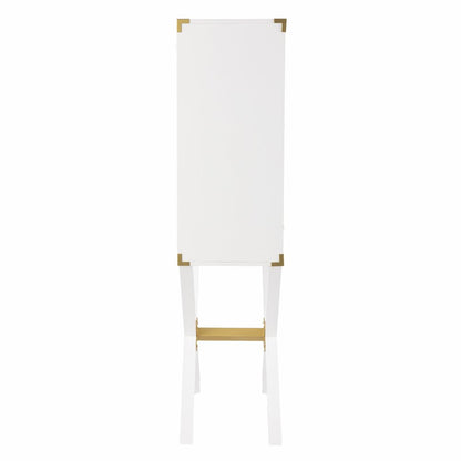 30" White Corner Display Stand With One Shelf And One Drawer HomeRoots
