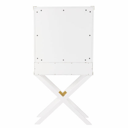 30" White Corner Display Stand With One Shelf And One Drawer HomeRoots