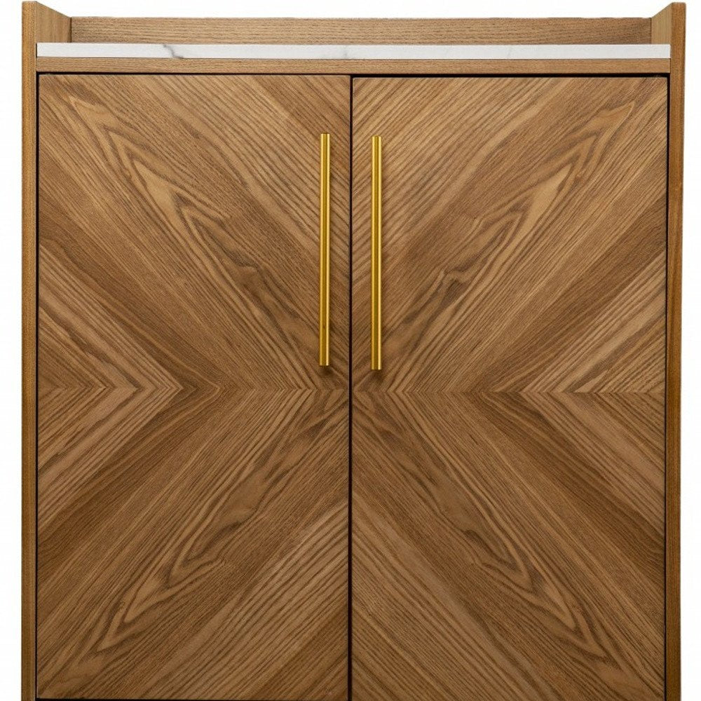 Retro Gold Natural and Faux Marble Wine Cabinet — view 10