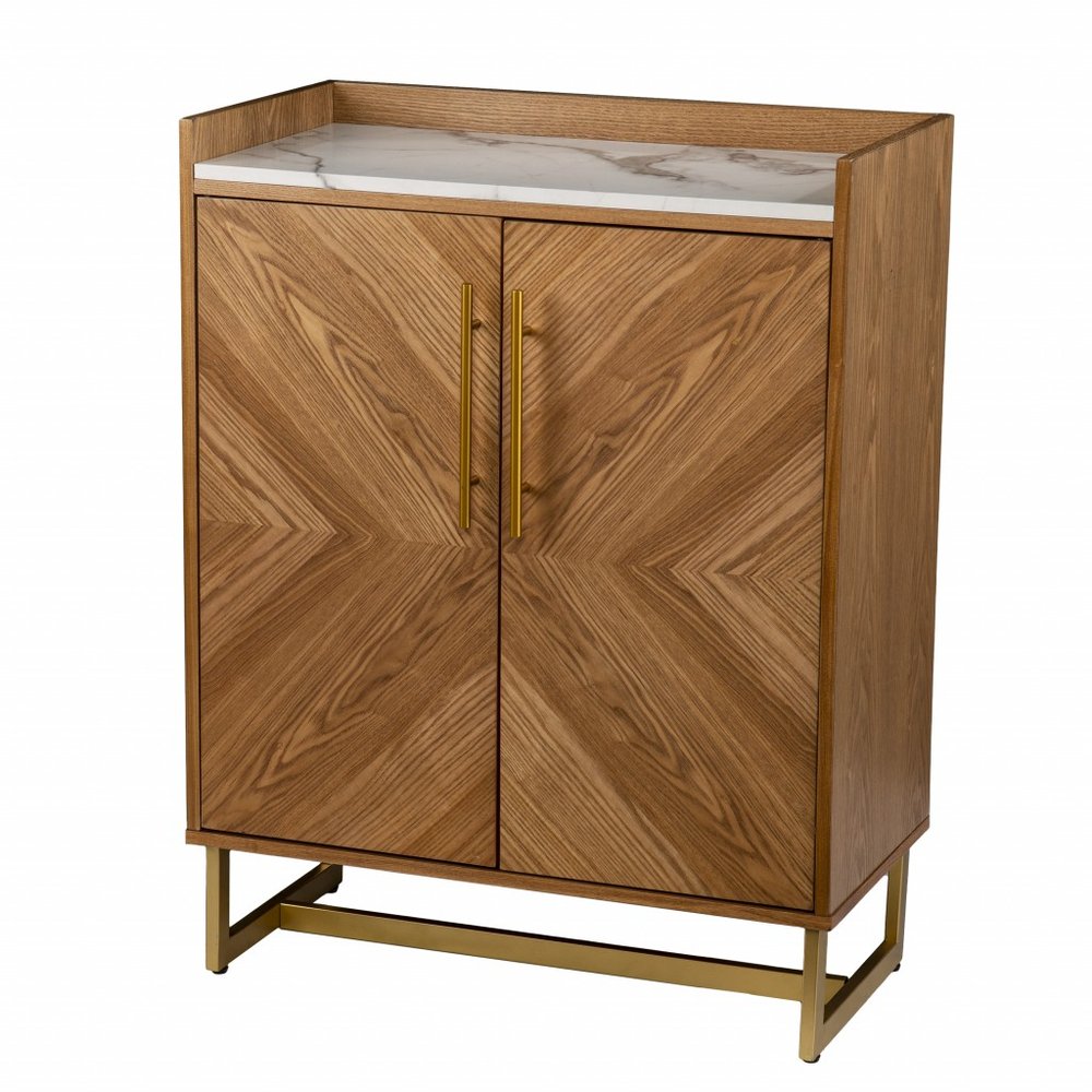 Retro Gold Natural and Faux Marble Wine Cabinet — view 5