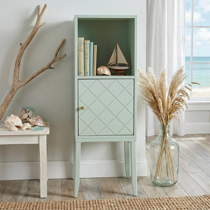 Pale Green Crosshatch Accent Storage Cabinet HomeRoots