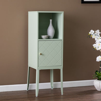 Pale Green Crosshatch Accent Storage Cabinet HomeRoots